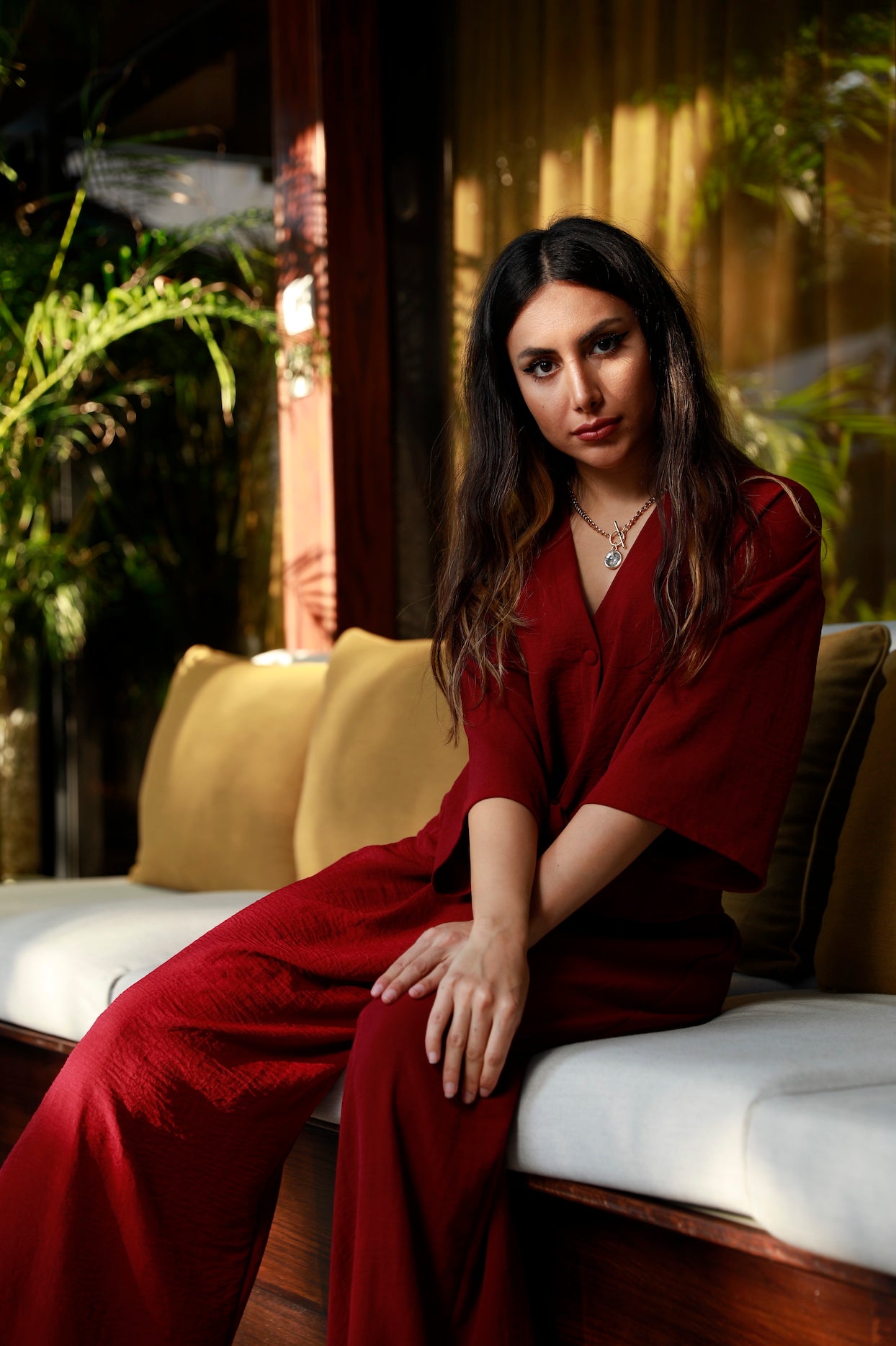 Elegant Burgundy Loose-Cut Set