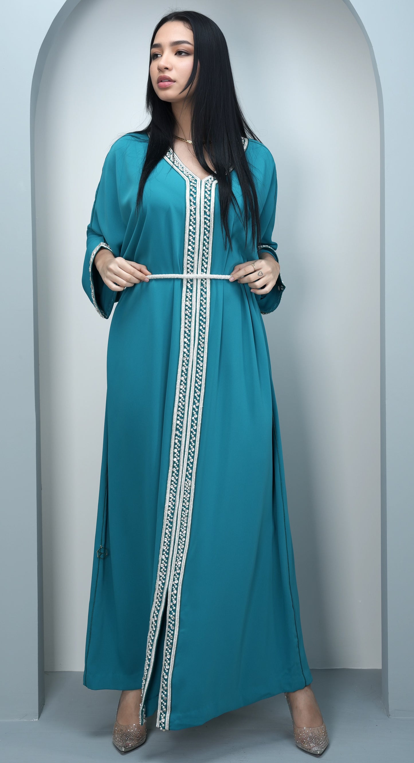 Turquoise Pearls Kaftan