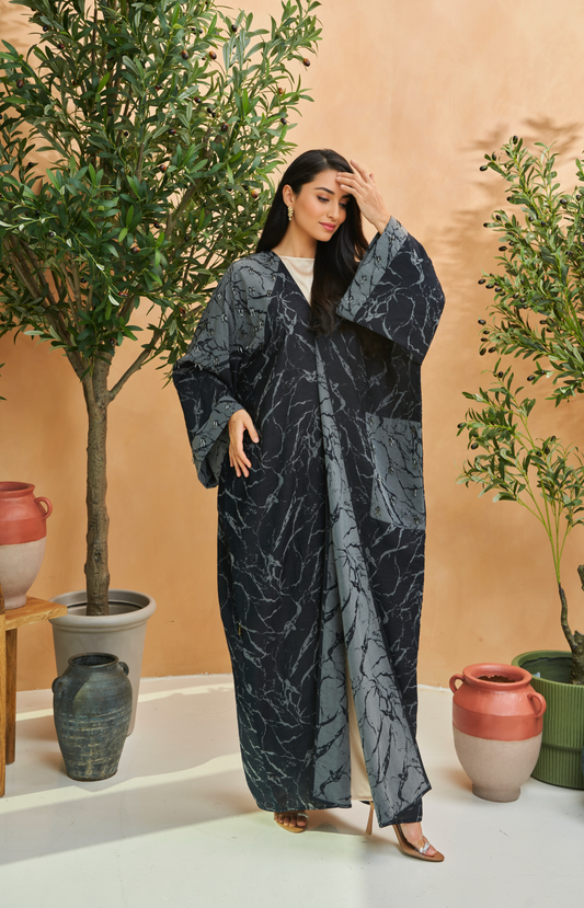 Linen Black Abaya