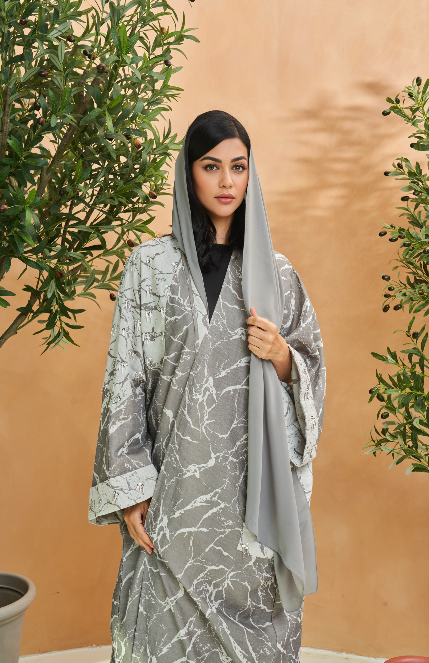 Linen Gray Abaya