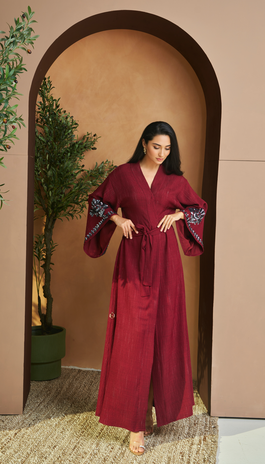 Linen Dress Burgundy