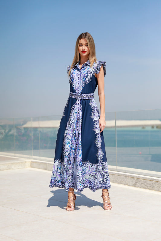 Dark Blue Floral Dress