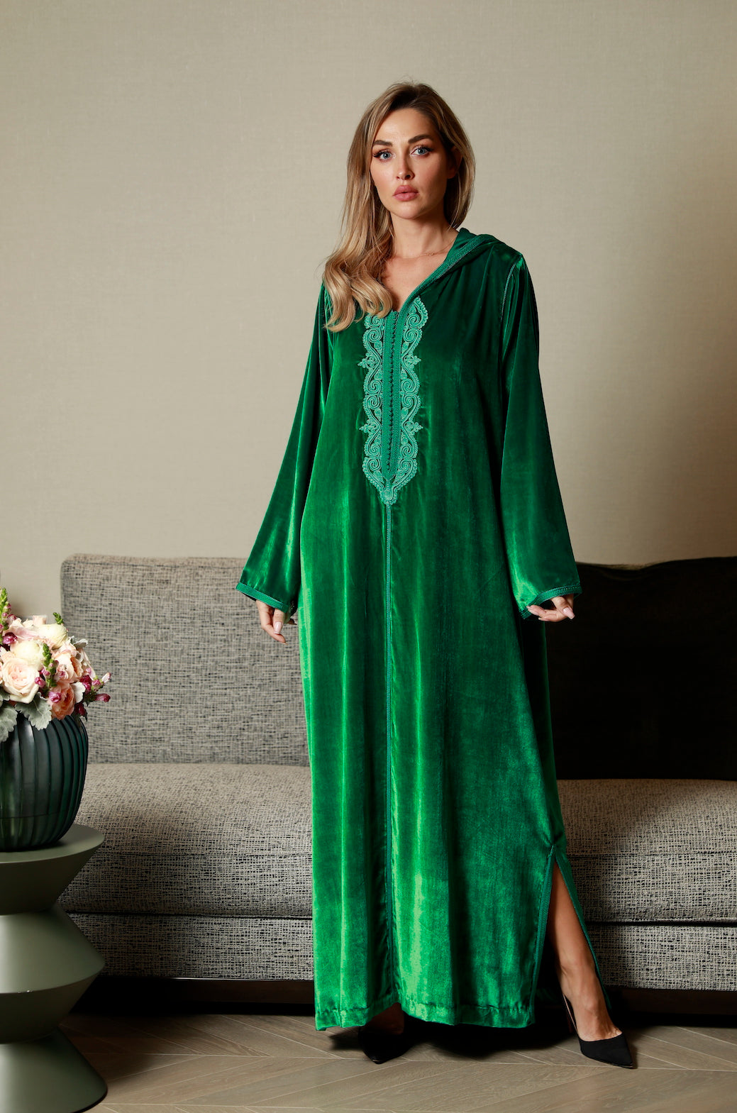 Royal Green Velvet Kaftan