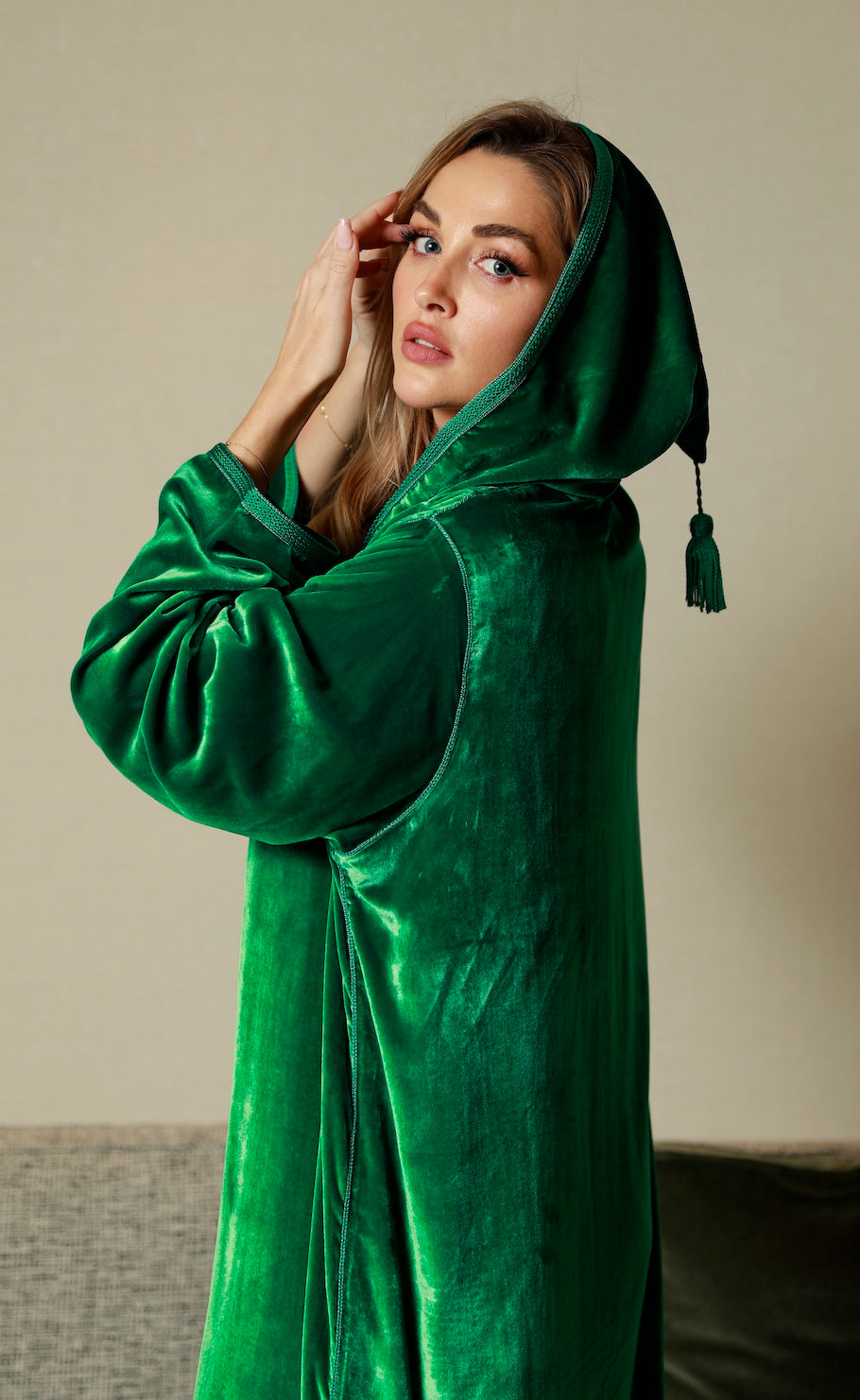 Royal Green Velvet Kaftan