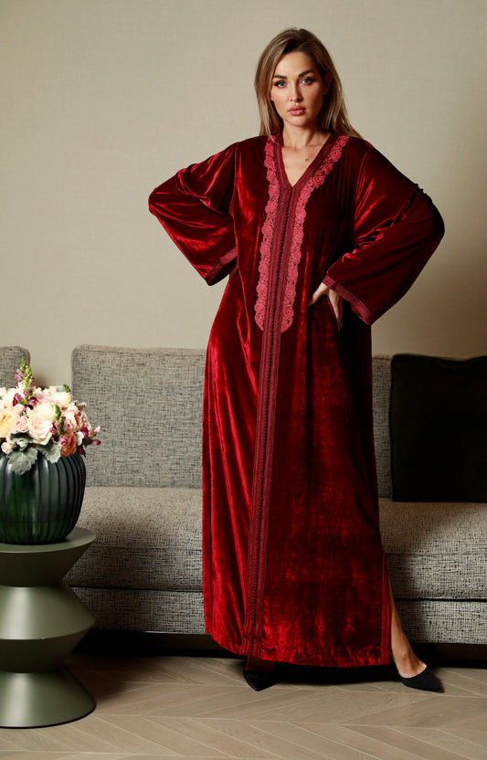 Maroon Velvet Kaftan